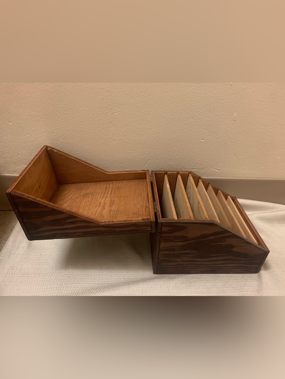 Antique Wooden Recipe/Letter Organizer Box Primitive Folk Art 8 Slots Farmhouse